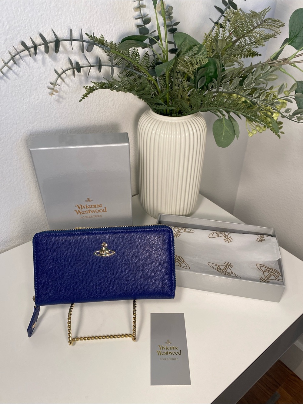NWT Vivienne Westwood Leather Zip Around Wallet UK 🇬🇧 Exclusive In Blue